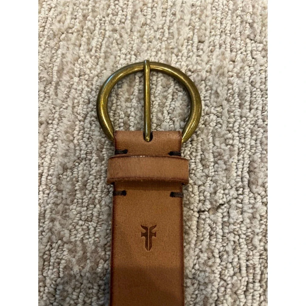 Frye Cognac Leather O-Ring Belt Women's Large | Genuine Leather